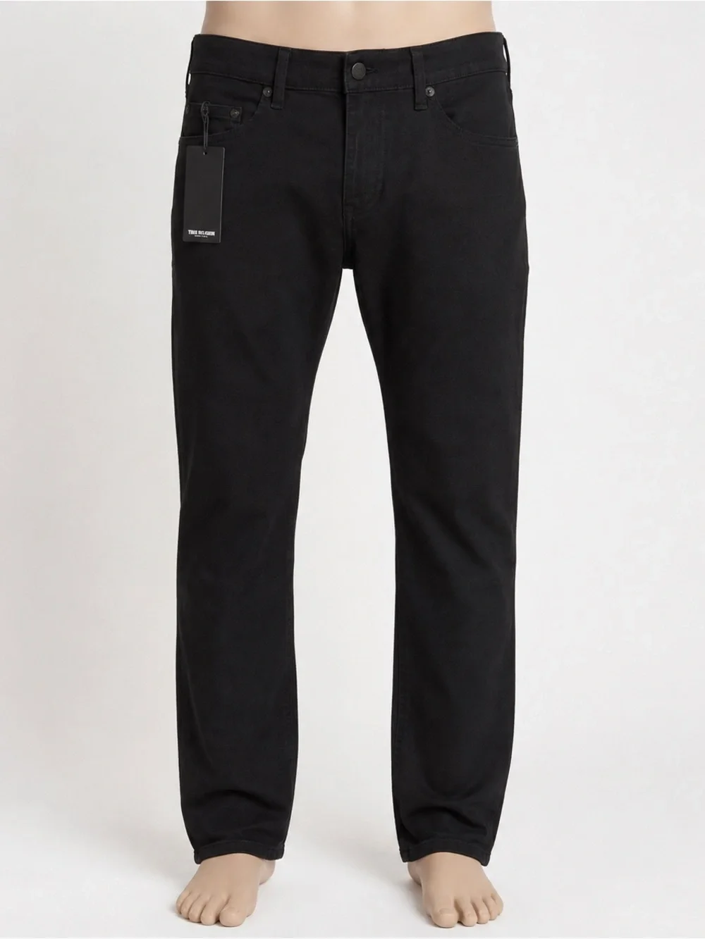 True Religion Geno Jeans Mens 36 Black Relaxed Slim No Flap Denim NWT $164